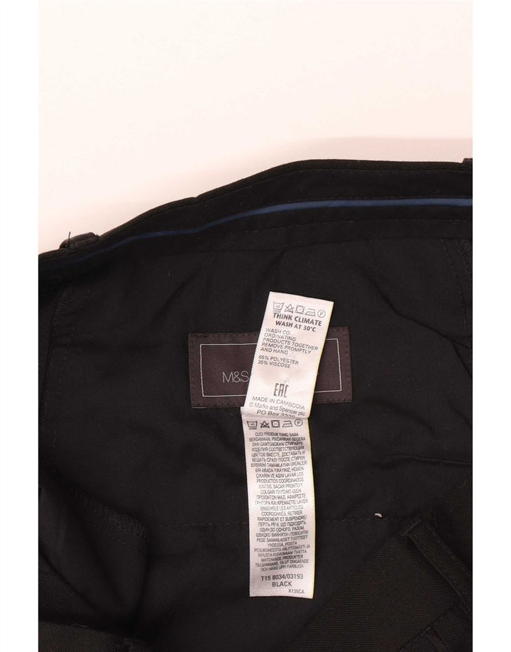 Marks & Spencer Męskie spodnie garniturowe slim fit W34 L31 Czarny poliester
