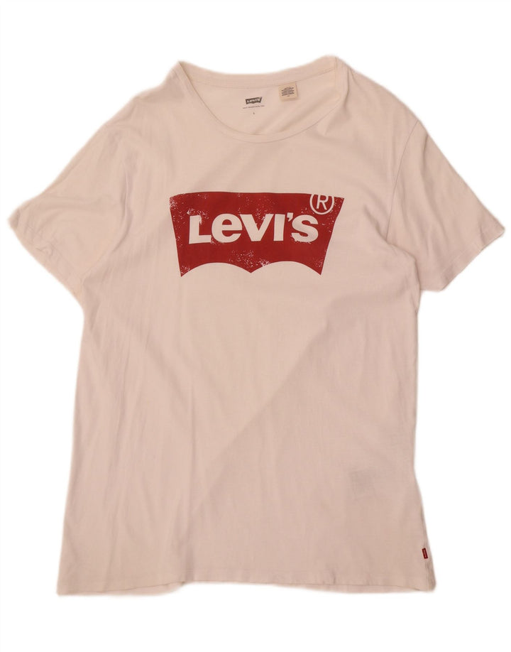 Męski T-shirt z grafiką Levi's, duży, biały, bawełniany