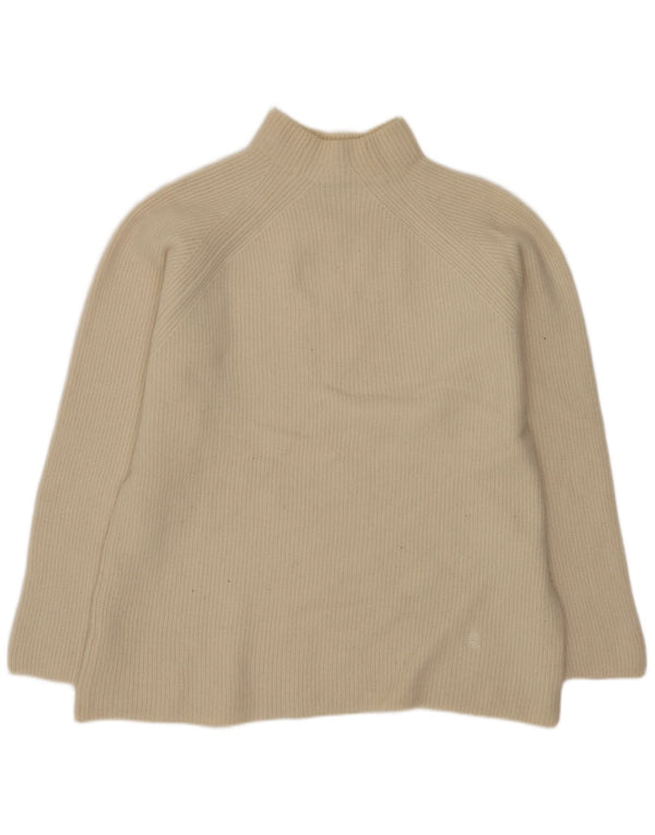MARINA YACHTING Mens Turtle Neck Jumper Sweater Large Beige Wool