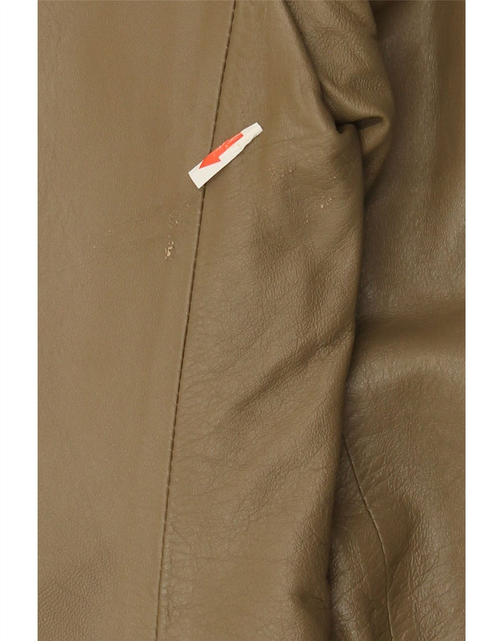 Vintage damska kurtka skórzana oversize IT 38 XS ze skóry khaki