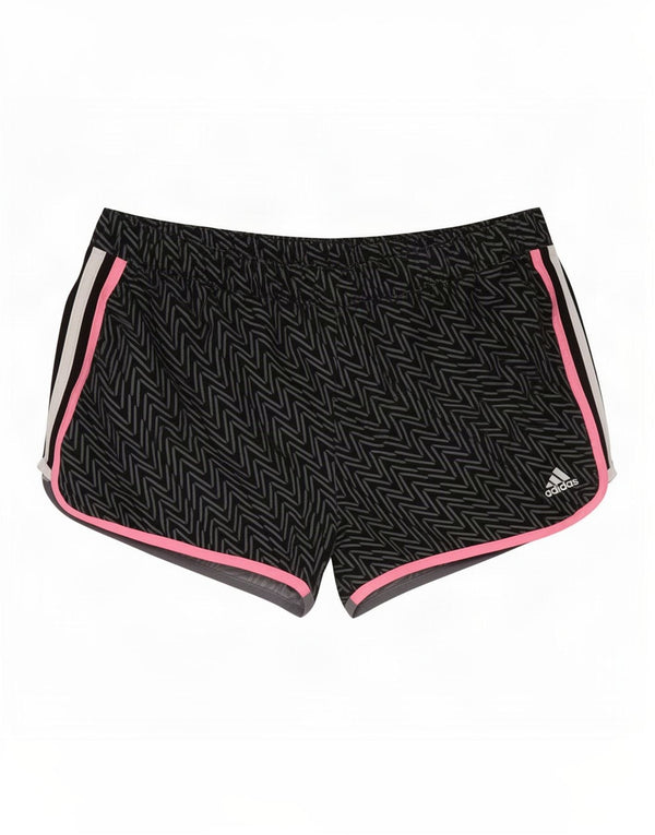 Damskie spodenki sportowe Adidas Climalite UK 14, duże, czarne, poliestrowe w jodełkę