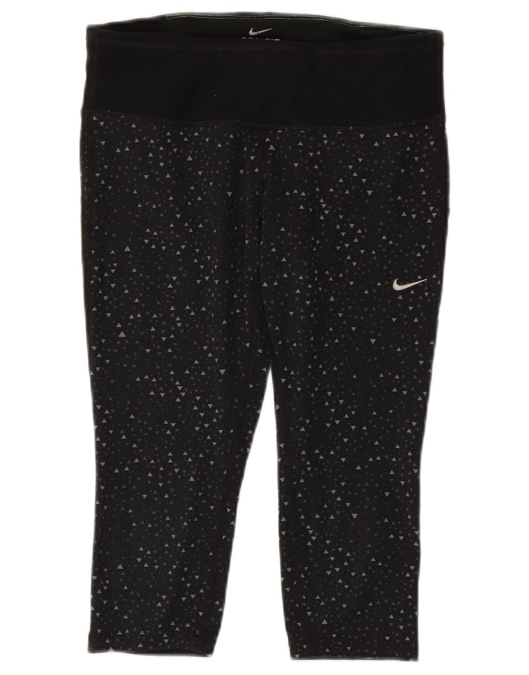 Damskie legginsy Nike Dri Fit Capri UK 10, mały, czarny, geometryczny poliester