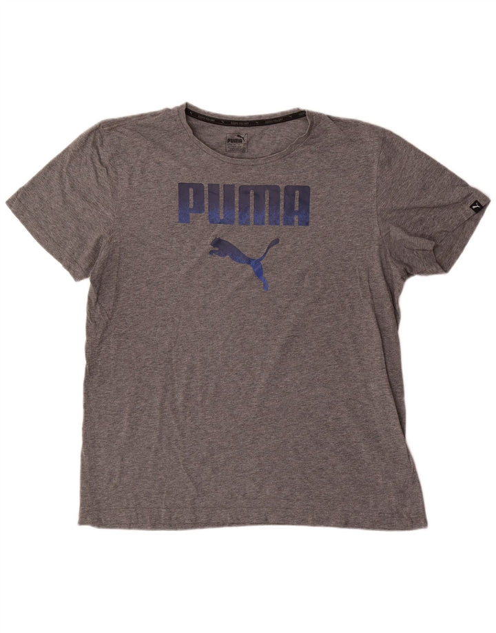 Męska koszulka z grafiką Puma XL, szara, nakrapiana bawełna
