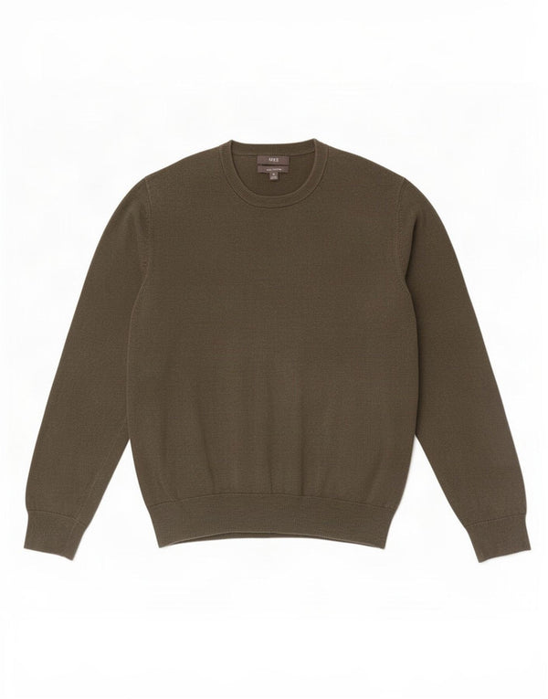 Marks & Spencer Męski sweter z okrągłym dekoltem XL, bawełniany khaki