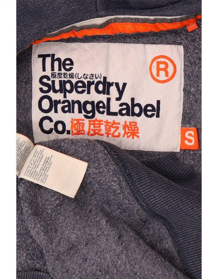 Męski sweter z kapturem i zamkiem błyskawicznym Superdry, mały, niebieski, bawełniany