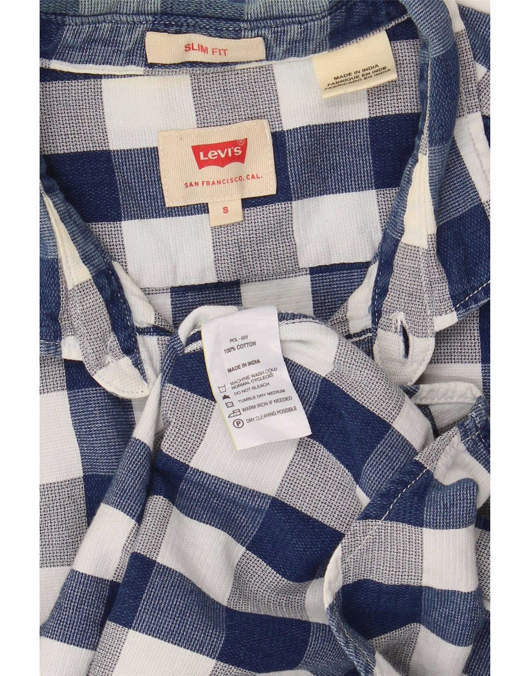 Koszula męska Levi's Slim Fit, mała, granatowa, bawełniana w kratkę