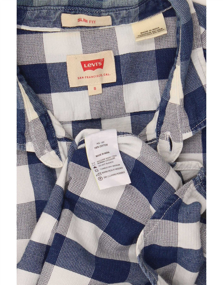 Koszula męska Levi's Slim Fit, mała, granatowa, bawełniana w kratkę