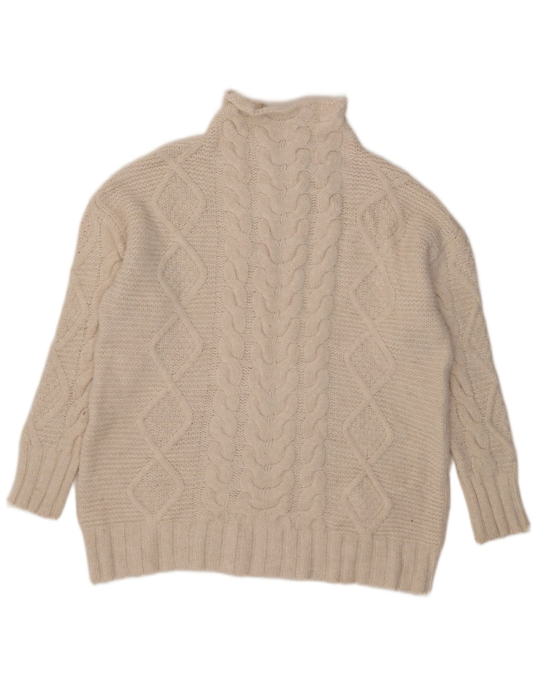 Damski sweter oversize z golfem Zara UK 14 Średni biały akryl