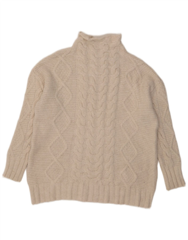 Damski sweter oversize z golfem Zara UK 14 Średni biały akryl