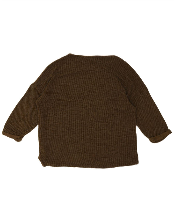 Damski top oversize Zara z rękawem 3/4 UK 10 Small Brown wiskoza