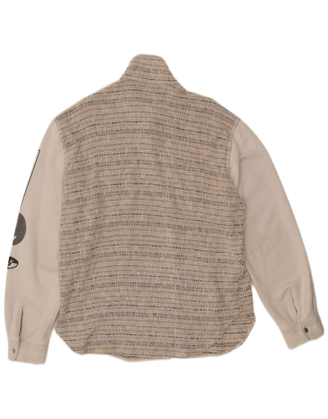 Męska kurtka bomber VINTAGE Graphic UK 44 2XL Beżowa wełna w paski