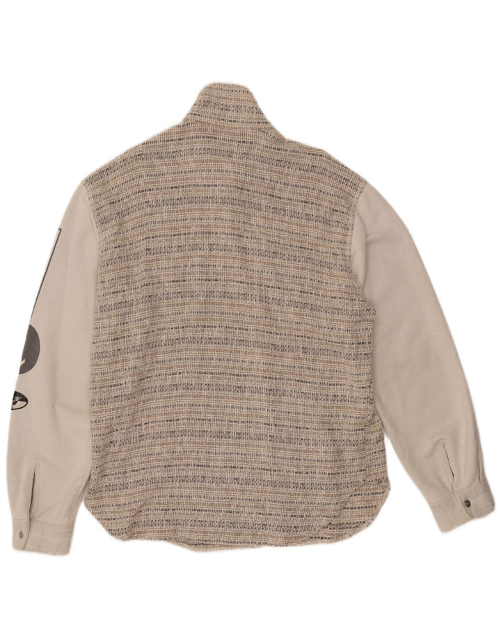 Męska kurtka bomber VINTAGE Graphic UK 44 2XL Beżowa wełna w paski