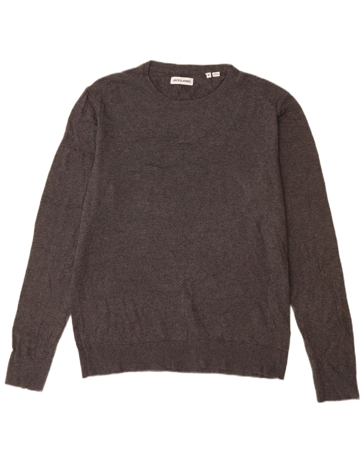 Męski sweter Jack & Jones z okrągłym dekoltem, średnioszary, bawełniany