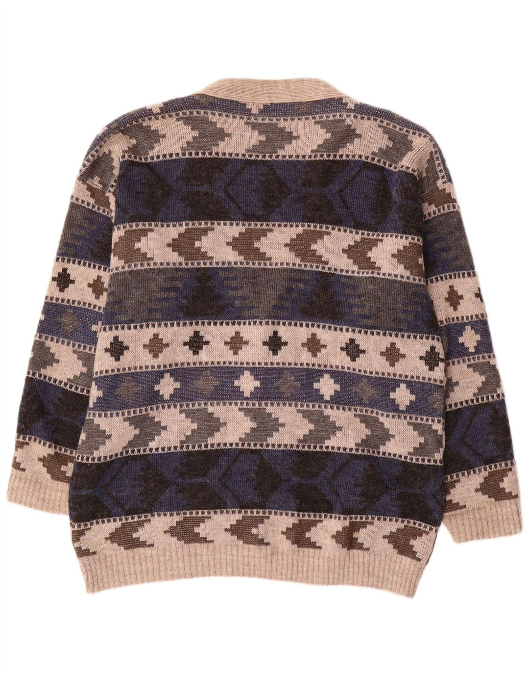 Sweter męski w stylu vintage, duży, wielokolorowy, geometryczny