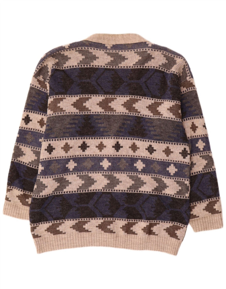 Sweter męski w stylu vintage, duży, wielokolorowy, geometryczny