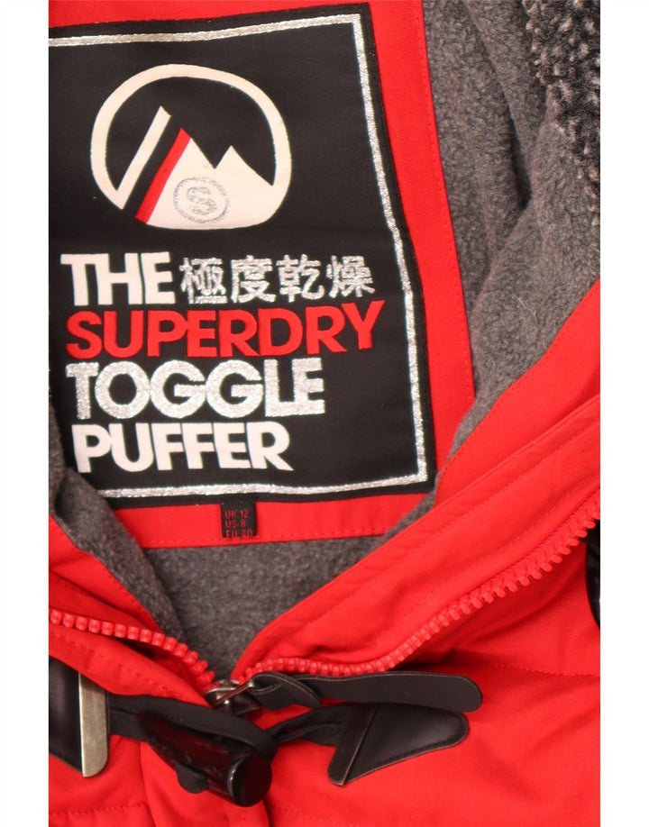 Damska kurtka Superdry The Toggle Puffer Graphic Padded Jacket UK 12, średnia czerwień