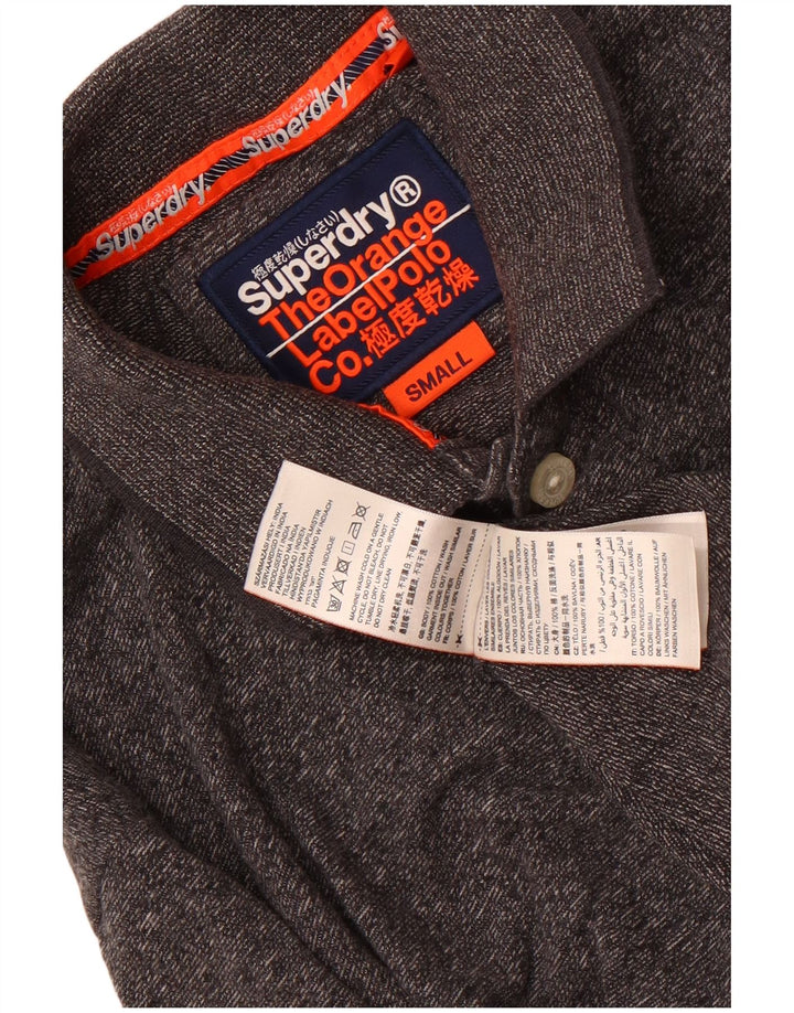 Męska koszulka polo Superdry, mała, szara, bawełniana w plamki