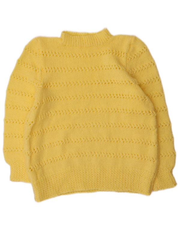 Sweter damski w stylu vintage z golfem UK 14, duży, żółty