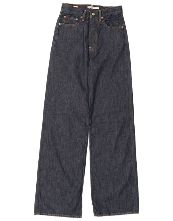 Damskie jeansy LEVI'S Ribcage z wysokim stanem i szeroką nogawką W27 L34 Granatowa bawełna