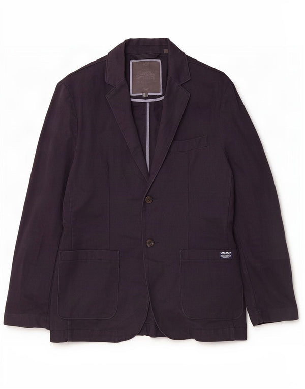 Superdry Mens 2 Button Blazer Jacket UK 40 Large Navy Blue Cotton