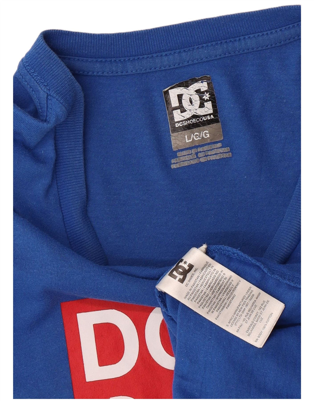 DC Mens Graphic T-Shirt Top Large Blue Cotton