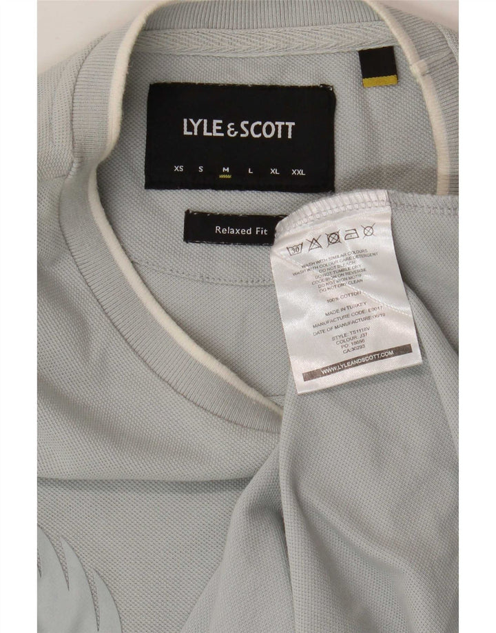 Lyle & Scott Męski T-shirt z grafiką o swobodnym kroju, średni niebieski, bawełniany