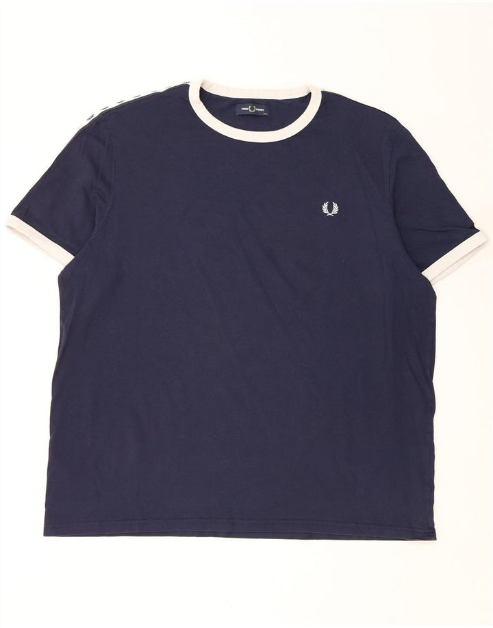 Męska koszulka z grafiką FRED PERRY Top 3XL, bawełna w kolorze granatowym