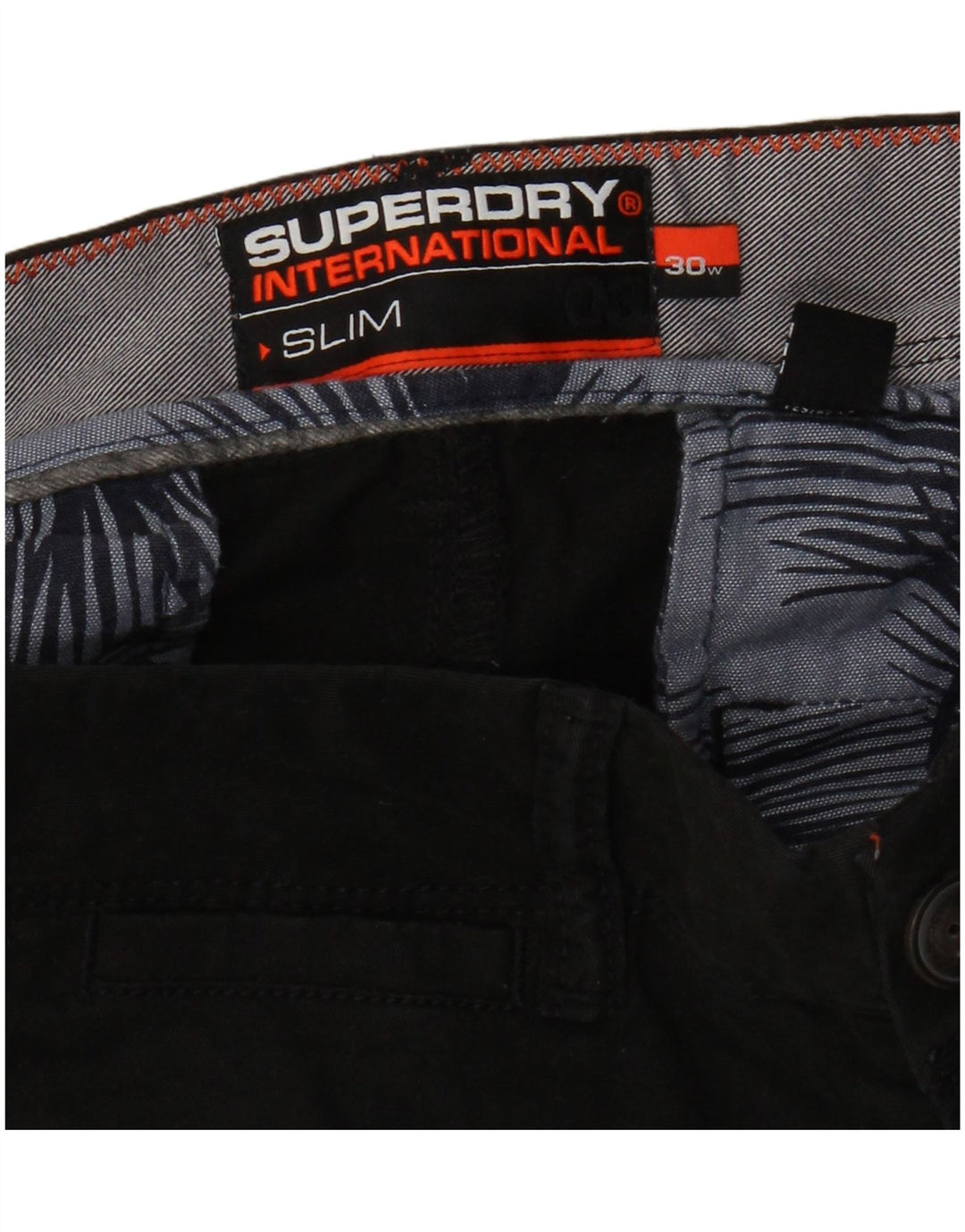 Męskie spodenki typu slim chino Superdry W30, średnia czarna bawełna