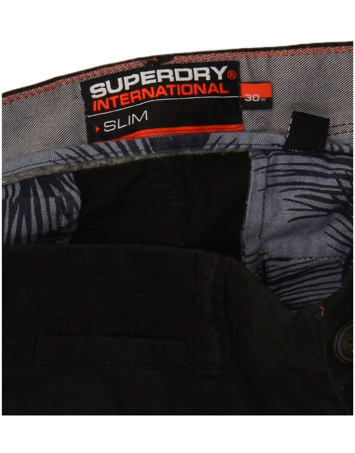 Męskie spodenki typu slim chino Superdry W30, średnia czarna bawełna