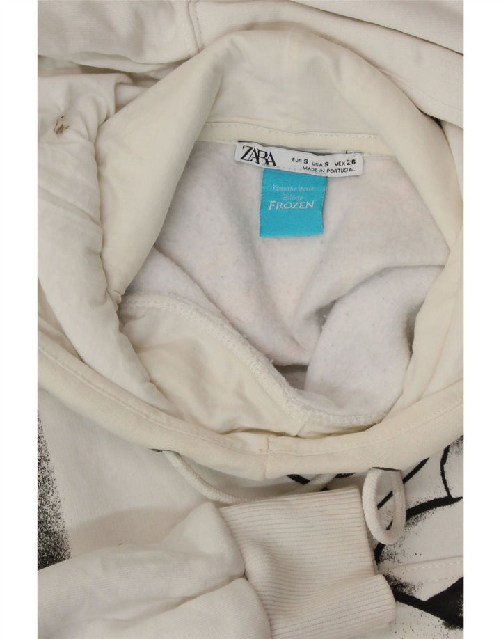 Damski sweter z kapturem ZARA Frozen Graphic UK 10, mały, biały