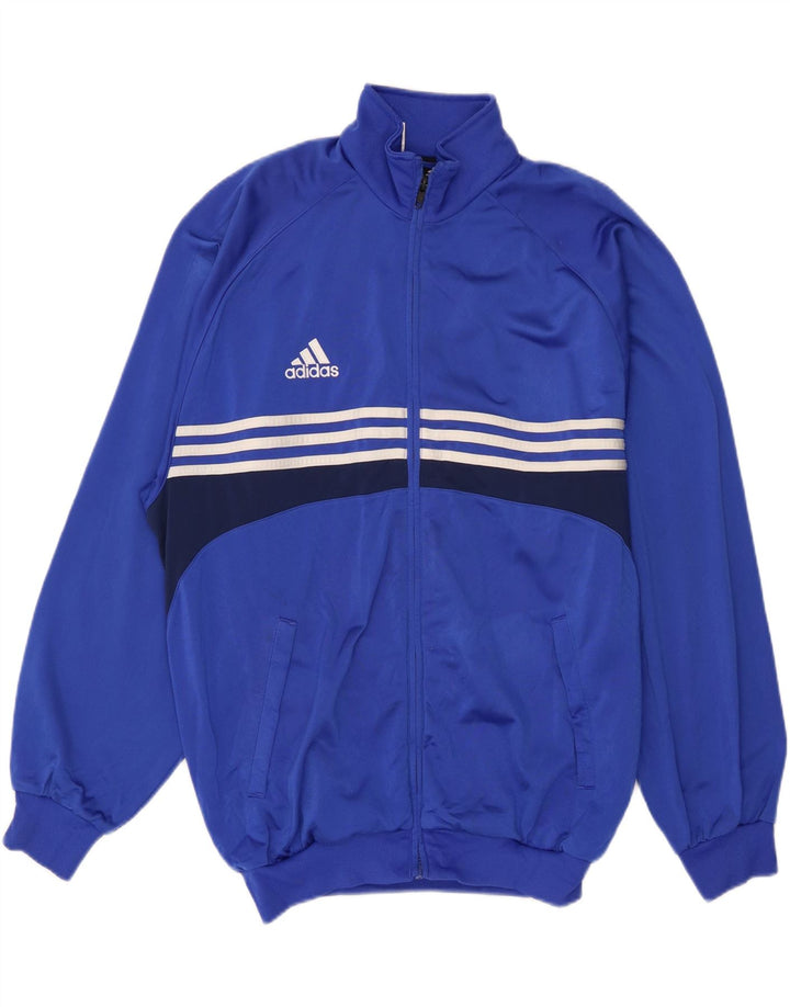 Adidas Męska bluza dresowa UK 42/44 Duży niebieski poliester z blokami kolorów