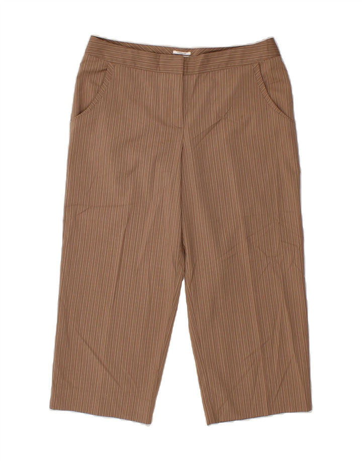 IZOD Womens Straight Capri Trousers US 8 Medium W30 L22 Brown Striped Vintage Izod and Second-Hand Izod from Messina Hembry 