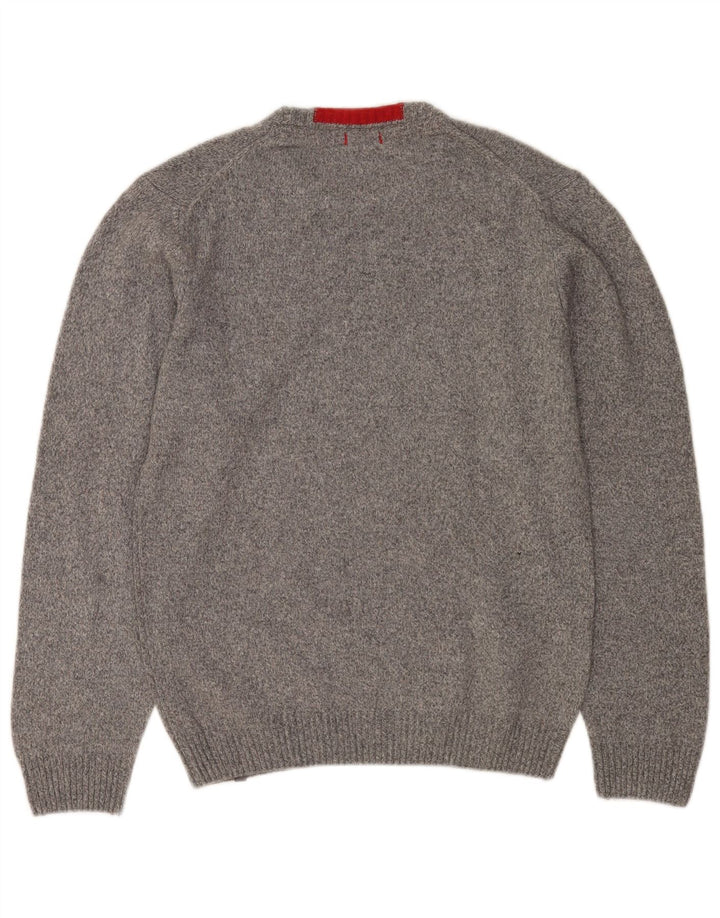 Męski sweter z okrągłym dekoltem Slam 2XL Szara wełniana plamka