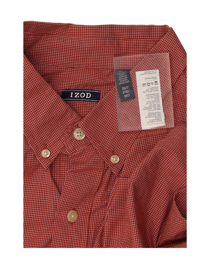 IZOD Mens Tall Shirt 2XL Red Check Cotton Vintage Izod and Second-Hand Izod from Messina Hembry 