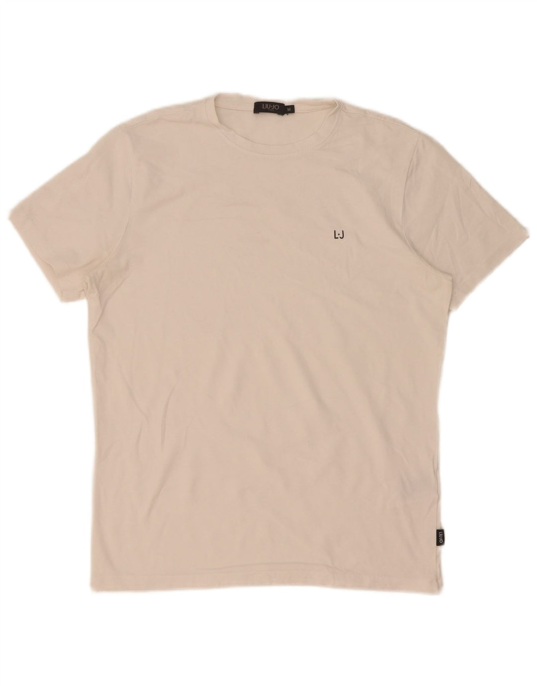 Liu Jo Męski T-shirt Top Średniej Białej Bawełny
