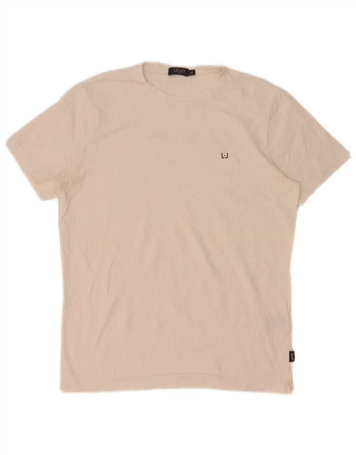 Liu Jo Męski T-shirt Top Średniej Białej Bawełny
