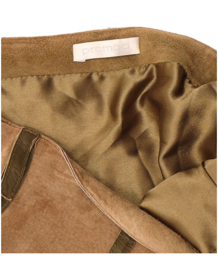 Promod Damska zamszowa spódnica w kształcie litery A UK 8 Small W28 Beżowa skóra