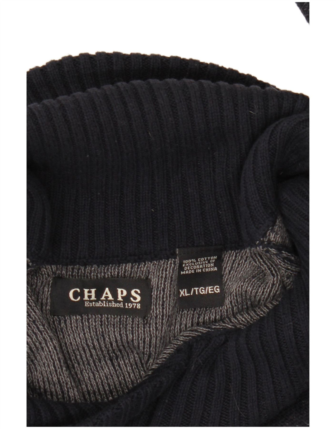Męski sweter CHAPS z szalowym dekoltem XL, granatowy, nakrapiany