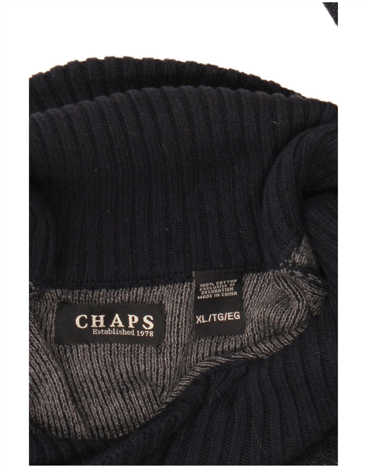 Męski sweter CHAPS z szalowym dekoltem XL, granatowy, nakrapiany