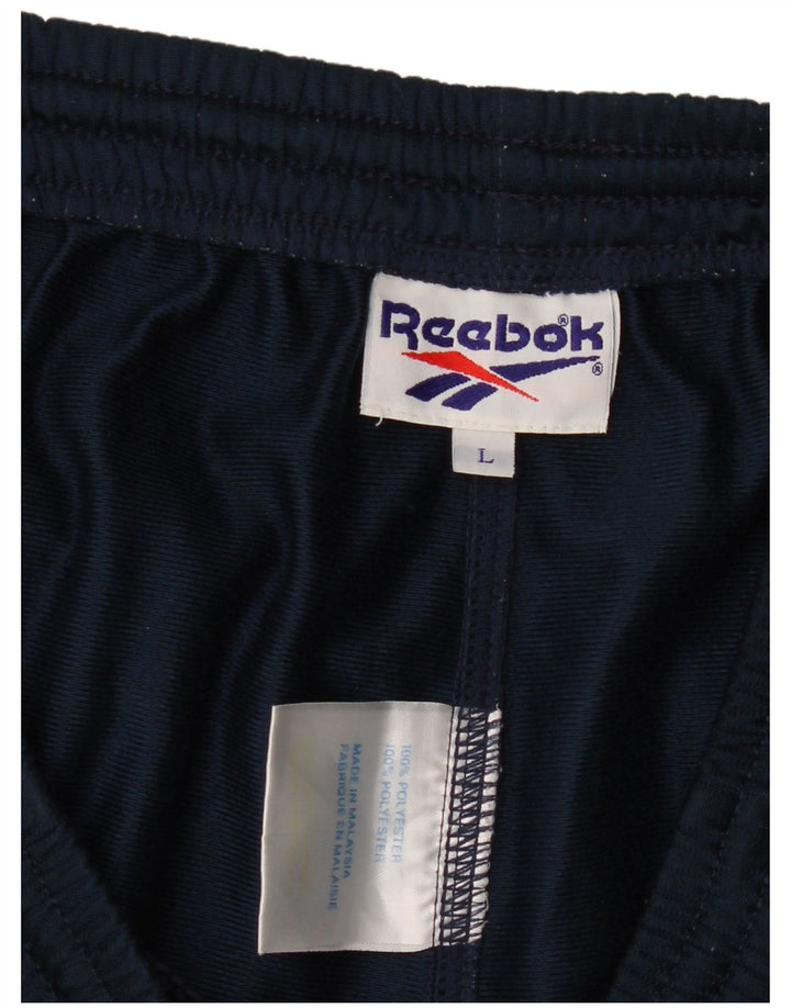 Męskie spodnie dresowe Reebok Joggers, duże, granatowe, z blokami kolorów