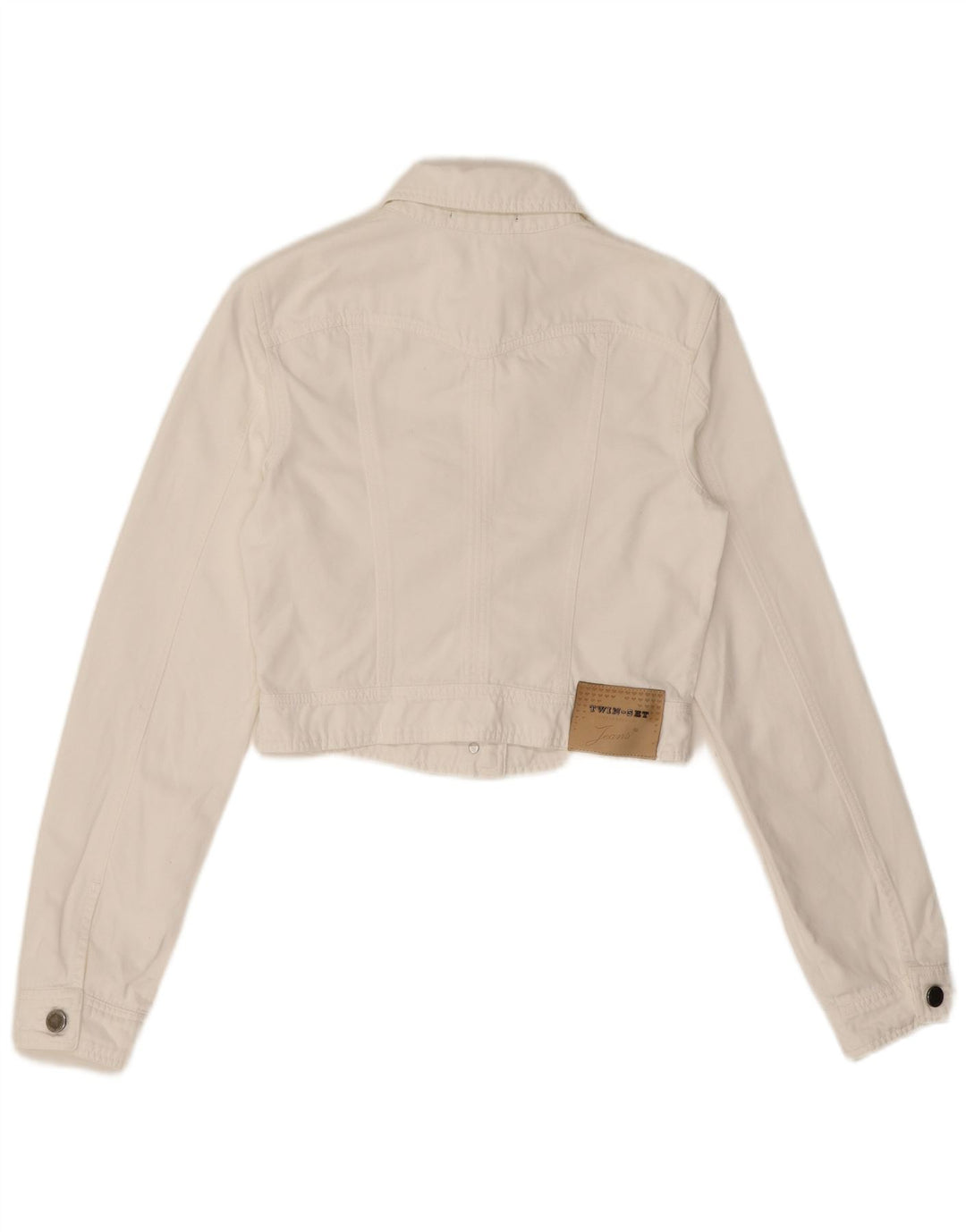 Dwuczęściowa damska kurtka jeansowa UK 12, średnia biel