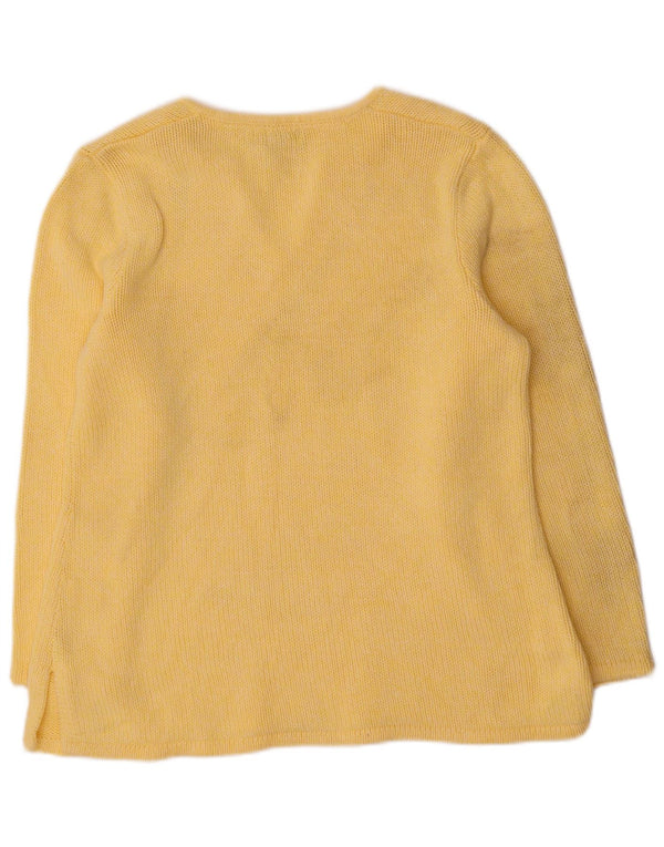 Sweter damski L.L.Bean z dekoltem w kształcie litery V, UK 16, duży, żółty, bawełniany