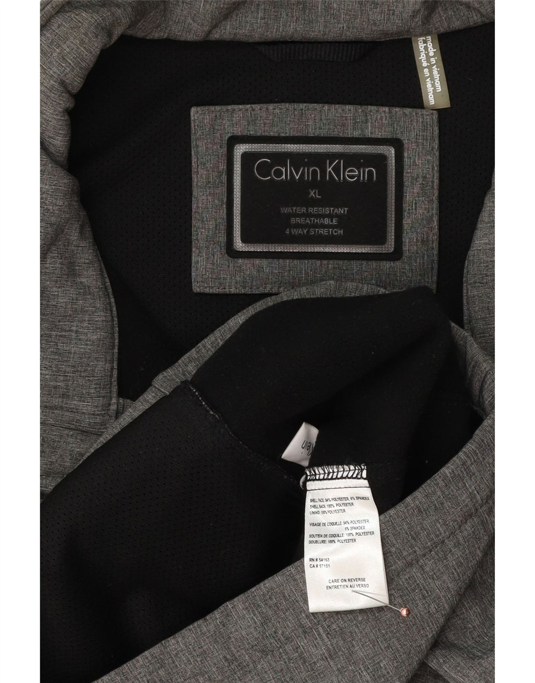 CALVIN KLEIN Mens Graphic Windbreaker Jacket UK 42 XL Grey Polyester