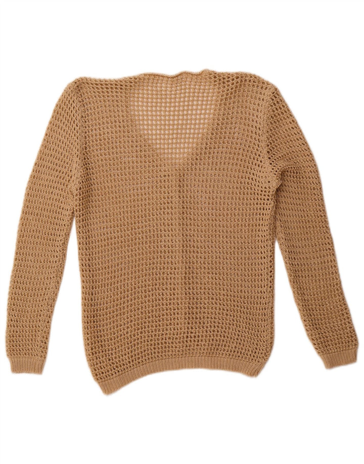 Sweter damski w stylu vintage na szydełku, UK 14, średni beż