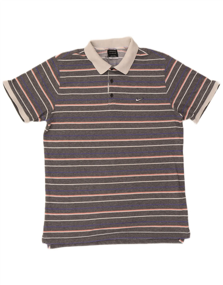 Męska koszulka polo Nike Dri Fit, duża, bawełniana w szare paski