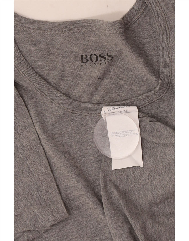 Męska koszulka Hugo Boss, duża, szara, nakrapiana bawełna