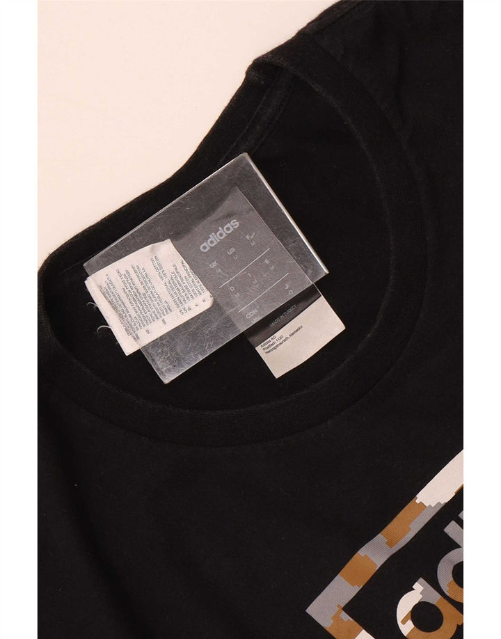 Męska koszulka z grafiką Adidas, średnia, czarna bawełna