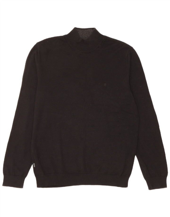 PIERRE CARDIN Męski sweter z golfem, duży, czarny, bawełniany