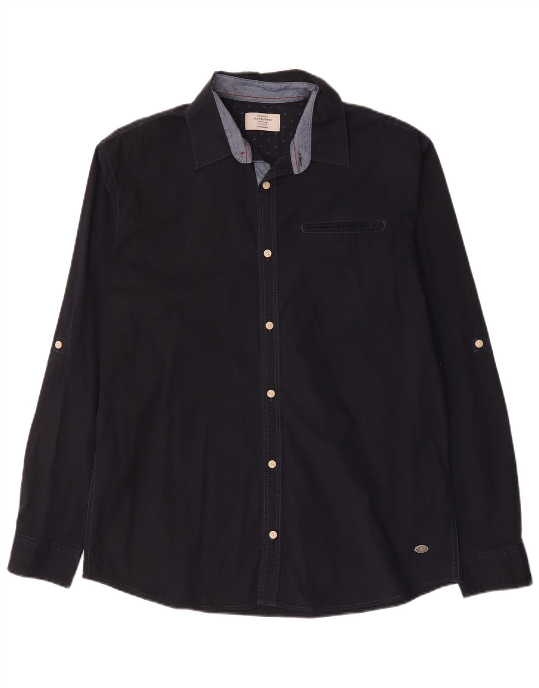 Koszula męska Jack & Jones XL, bawełniana, granatowa