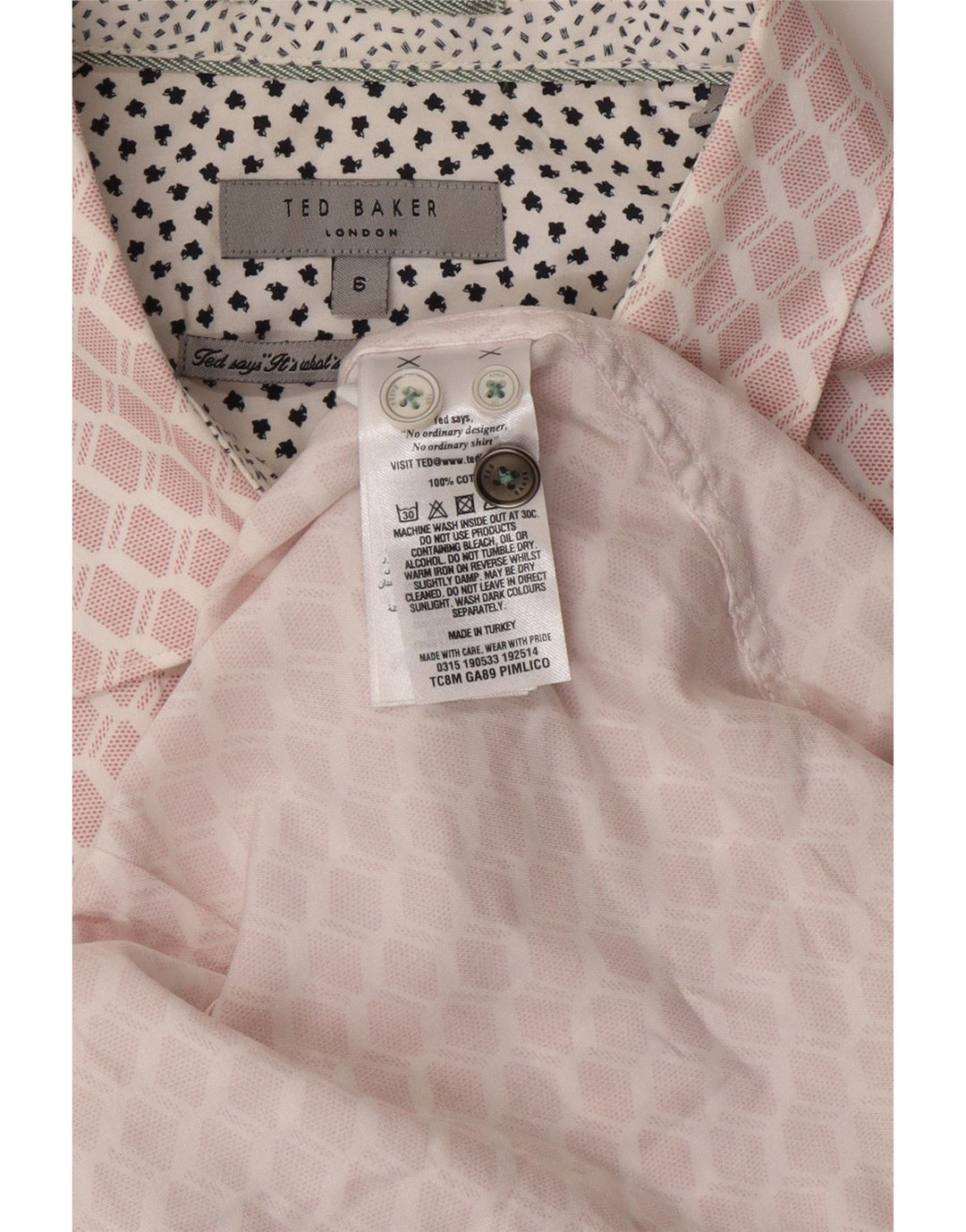 Koszula męska TED BAKER, rozmiar 6 2XL, różowa, z geometrycznej bawełny